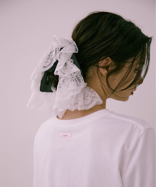 Carmelo（カーメロ）の「Big lace stripe chouchou（シュシュ・レディース・ライトグレー/チャコールグレー/ブラウン・FREE）」の22枚目の写真