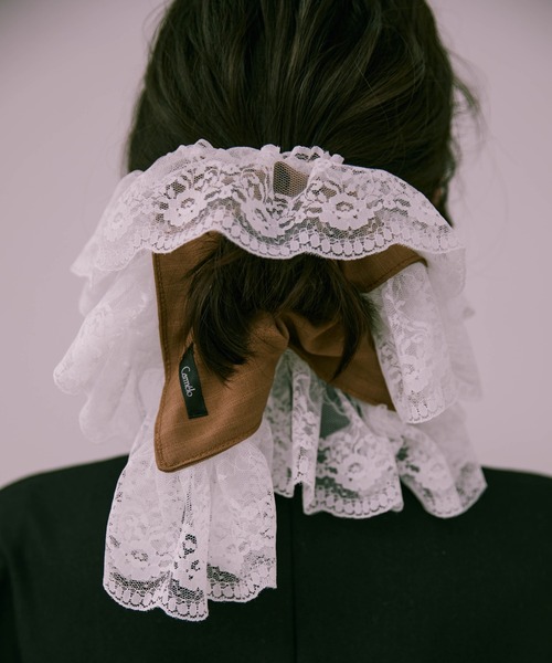 Big lace stripe chouchou（シュシュ）｜Carmelo（カーメロ）の