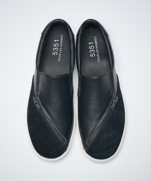 5351 POUR LES HOMMES（ゴーサンゴーイチプールオム）の「スイッチング ジップレザー スニーカー（スニーカー・メンズ・ブラック/ホワイト・44/43/42/41/40）」の4枚目の写真