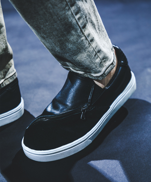 5351 POUR LES HOMMES（ゴーサンゴーイチプールオム）の「スイッチング ジップレザー スニーカー（スニーカー・メンズ・ブラック/ホワイト・44/43/42/41/40）」の3枚目の写真