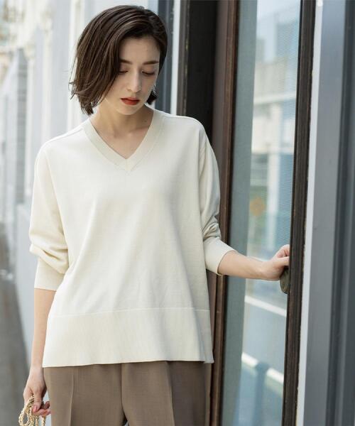セール】リラクシーVネックニット【洗濯機洗OK】《6col》（ニット