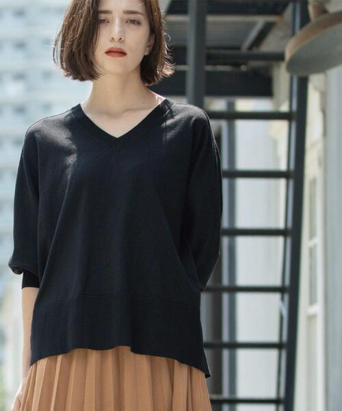 OPAQUE.CLIP（オペークドットクリップ）の「リラクシーVネックニット【洗濯機洗OK】《6col》（ニット/セーター・レディース・オフホワイト/ブラック/ブラウン系その他/ボルドー/ブルー系その他/ピンク系1・38/40/42）」の12枚目の写真