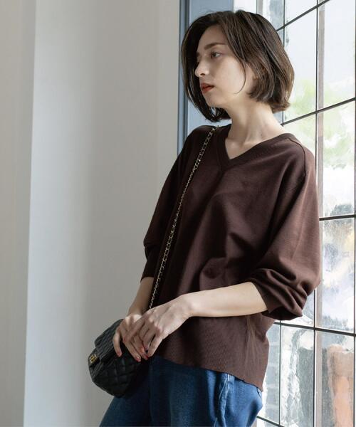 OPAQUE.CLIP（オペークドットクリップ）の「リラクシーVネックニット【洗濯機洗OK】《6col》（ニット/セーター・レディース・オフホワイト/ブラック/ブラウン系その他/ボルドー/ブルー系その他/ピンク系1・38/40/42）」の20枚目の写真