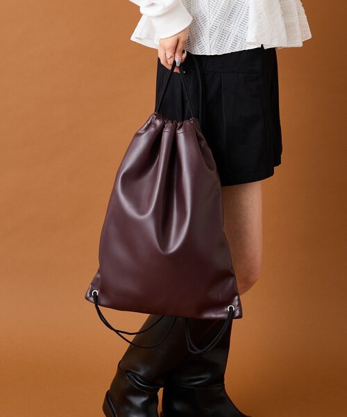 mystic（ミスティック）の「フェイクレザーナップサック（バックパック/リュック・レディース・ブラウン/ブラック・ONE SIZE）」の12枚目の写真