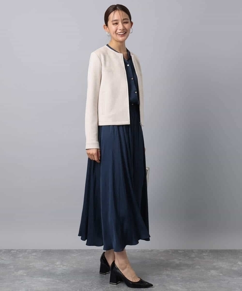 MK MICHEL KLEIN(エムケーミッシェルクラン)の「起毛サテン スキッパーデザインブラウス/洗える(シャツ/ブラウス・レディース・ライトブルー/ライトグレー/ネイビー・38)」の7枚目の写真