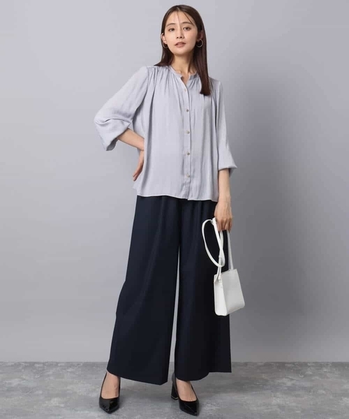 MK MICHEL KLEIN(エムケーミッシェルクラン)の「起毛サテン スキッパーデザインブラウス/洗える(シャツ/ブラウス・レディース・ライトブルー/ライトグレー/ネイビー・38)」の19枚目の写真