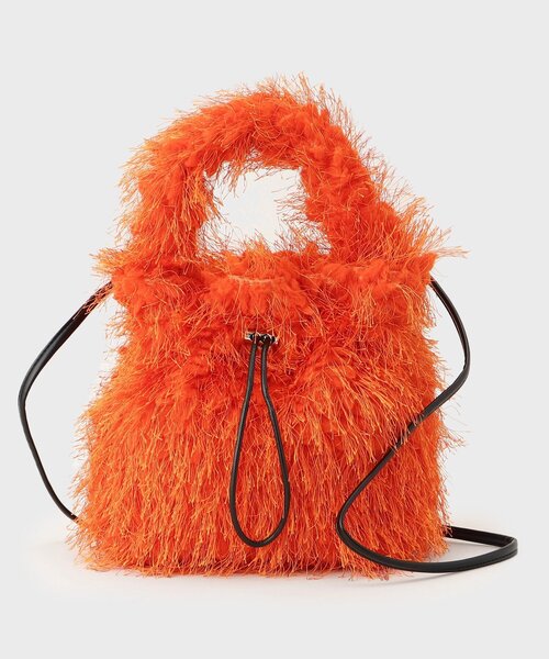 THE SHOP TK （ザ ショップ ティーケー ）の「フリンジボア巾着バッグ（ショルダーバッグ・レディース・オレンジ/ブラック・00）」の9枚目の写真