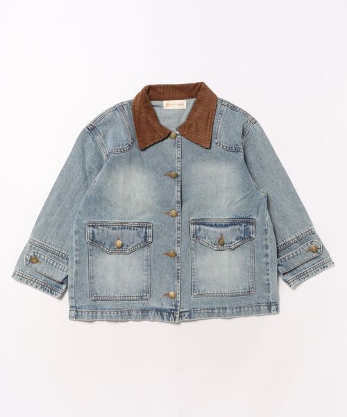 aimoha（アイモハ）の「【aimoha-KIDS-】コーデュロイ襟 デニムジャケット（デニムジャケット・キッズ・ブルー・160/150/140/130/120）」の13枚目の写真