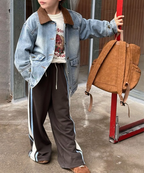 aimoha（アイモハ）の「【aimoha-KIDS-】コーデュロイ襟 デニムジャケット（デニムジャケット・キッズ・ブルー・160/150/140/130/120）」の2枚目の写真