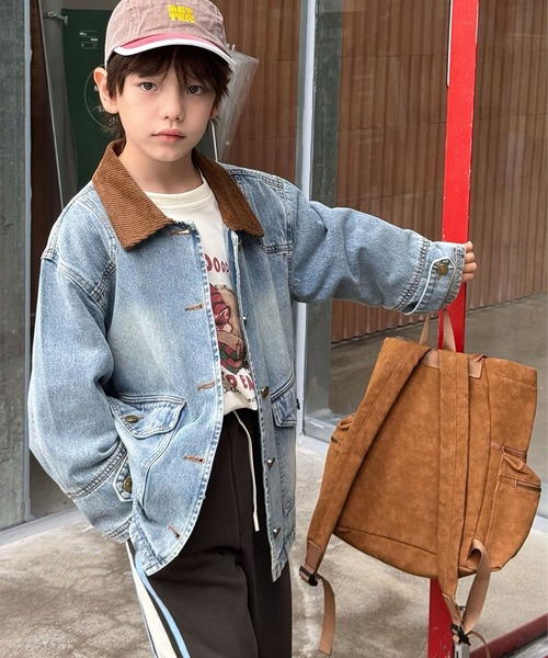 aimoha（アイモハ）の「【aimoha-KIDS-】コーデュロイ襟 デニムジャケット（デニムジャケット・キッズ・ブルー・160/150/140/130/120）」の7枚目の写真