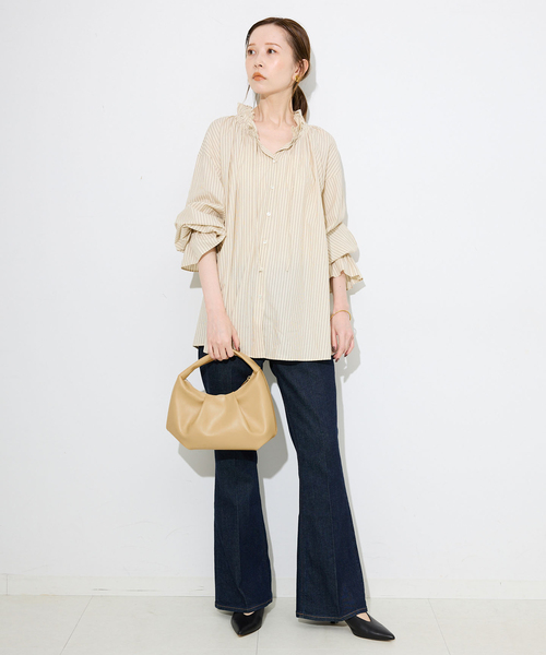 SLOBE IENA（スローブイエナ）の「SLOBE タックラウンドバッグ（ハンドバッグ・レディース・カーキ/イエロー・FREE）」の9枚目の写真