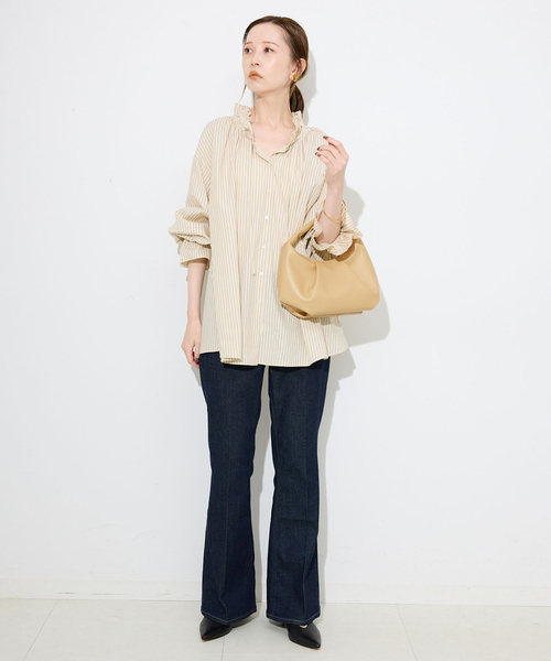 SLOBE IENA（スローブイエナ）の「SLOBE タックラウンドバッグ（ハンドバッグ・レディース・カーキ/イエロー・FREE）」の10枚目の写真