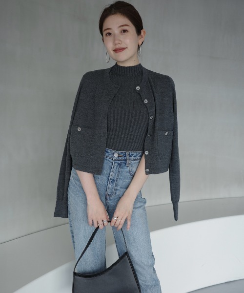 anuans（アニュアンス）の「ベーシックウールニットカーディガン（カーディガン/ボレロ・レディース・グレー/モカ/アイボリー/ブラック/ブラウン・FREE）」の13枚目の写真