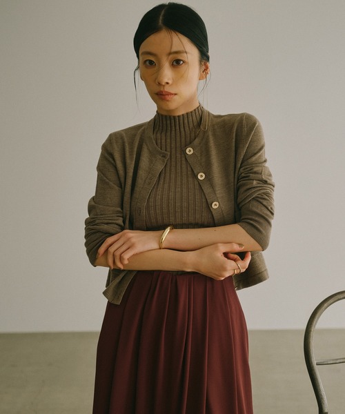 anuans ベーシックウールニットカーディガン ブラウン アニュアンス ベーシックウールニットカーディガン（カーディガン/ボレロ）｜anuans