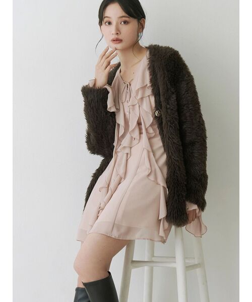 MERCURYDUO（マーキュリーデュオ）の「ファーライクシャギーミドルカーディガン（カーディガン/ボレロ・レディース・ブラウン/オフホワイト/その他1・FREE）」の17枚目の写真