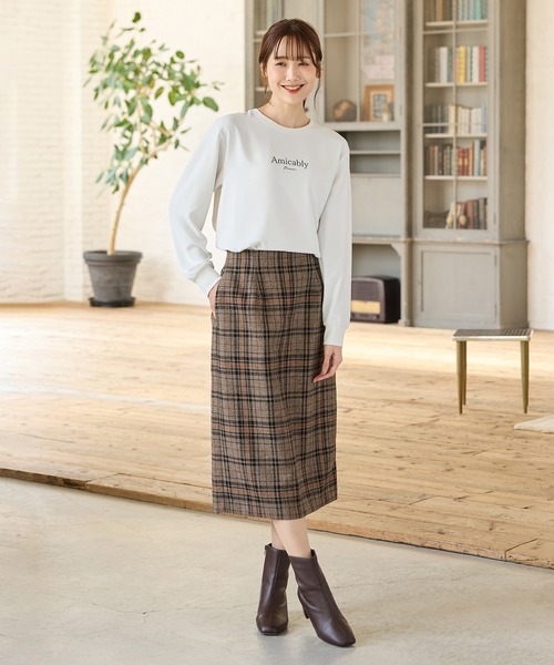 Honeys(ハニーズ)の「チェック柄ナロースカート(スカート・レディース・ブラック系その他/グレー系その他/ブラウン系その他・M/LL/L/3L/S)」の6枚目の写真
