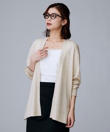 【アンサンブル可/洗える/ボタンなし】シルクウールカシミヤ 着流しカーディガン