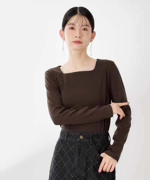 THE SHOP TK (ザ ショップ ティーケー )の「スクエアネックカットソー【洗濯機OK】(Tシャツ/カットソー・レディース・アイボリー/ブラック/ダークブラウン・12/13)」の3枚目の写真