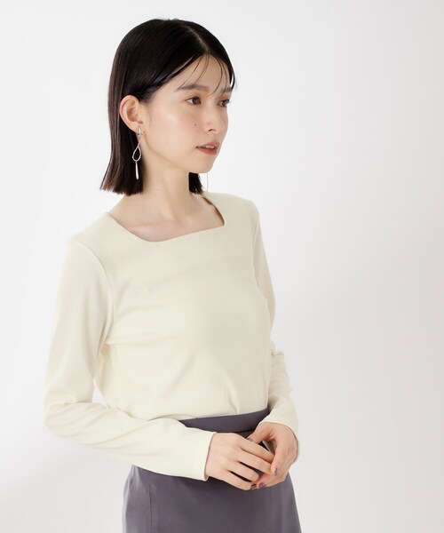 THE SHOP TK (ザ ショップ ティーケー )の「スクエアネックカットソー【洗濯機OK】(Tシャツ/カットソー・レディース・アイボリー/ブラック/ダークブラウン・12/13)」の4枚目の写真