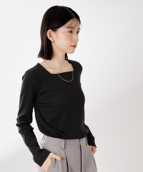 THE SHOP TK (ザ ショップ ティーケー )の「スクエアネックカットソー【洗濯機OK】(Tシャツ/カットソー・レディース・アイボリー/ブラック/ダークブラウン・12/13)」の8枚目の写真