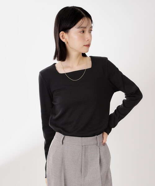 THE SHOP TK (ザ ショップ ティーケー )の「スクエアネックカットソー【洗濯機OK】(Tシャツ/カットソー・レディース・アイボリー/ブラック/ダークブラウン・12/13)」の9枚目の写真