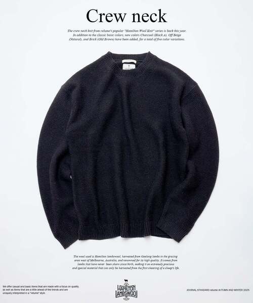 JOURNAL STANDARD relume（ジャーナルスタンダード　レリューム）の「ハミルトン ウール ガーター クルーネック ニット（ニット/セーター・メンズ・パープル/レンガ/ブラック系その他/グレー/アイボリー・LARGE/MEDIUM/SMALL）」の3枚目の写真