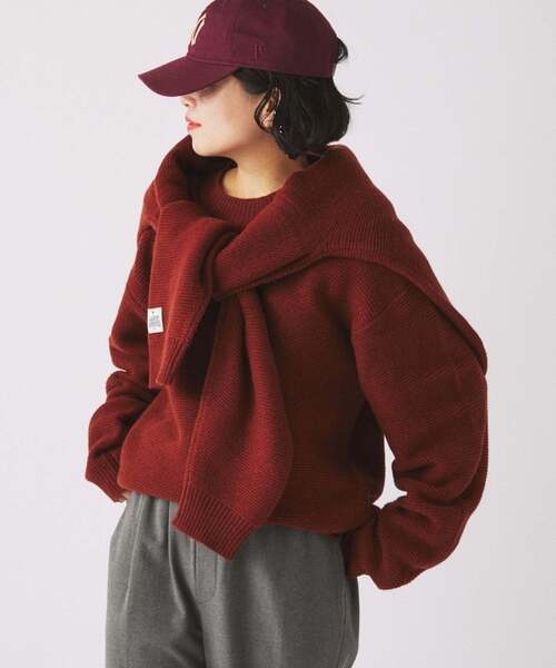 JOURNAL STANDARD relume（ジャーナルスタンダード　レリューム）の「ハミルトン ウール ガーター クルーネック ニット（ニット/セーター・メンズ・パープル/レンガ/ブラック系その他/グレー/アイボリー・LARGE/MEDIUM/SMALL）」の9枚目の写真