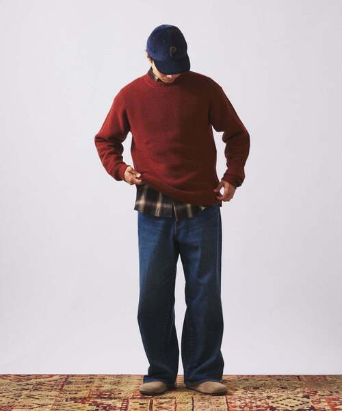 JOURNAL STANDARD relume（ジャーナルスタンダード　レリューム）の「ハミルトン ウール ガーター クルーネック ニット（ニット/セーター・メンズ・パープル/レンガ/ブラック系その他/グレー/アイボリー・LARGE/MEDIUM/SMALL）」の15枚目の写真