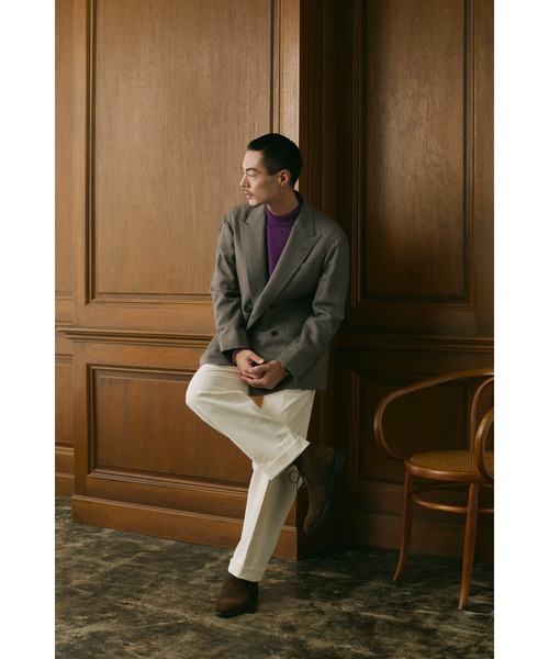 GOOVI(グービ)の「GOOVI ツータックストレートパンツ ハイカウントコーデュロイ(スラックス・メンズ・ホワイト系・1/2/3)」の2枚目の写真