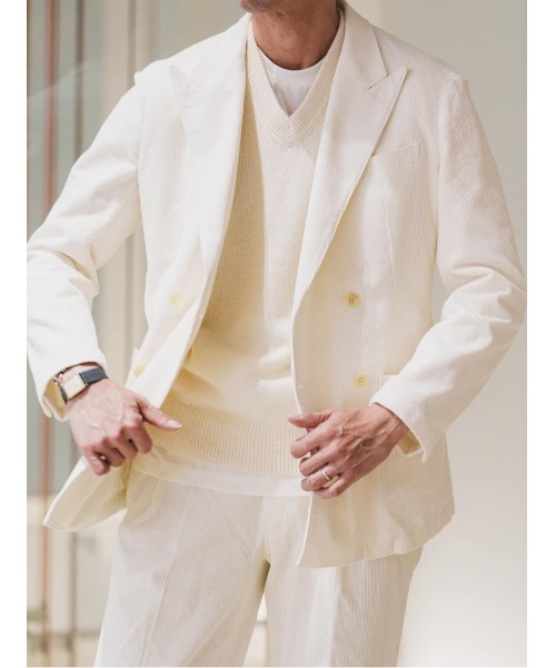 GOOVI(グービ)の「GOOVI ツータックストレートパンツ ハイカウントコーデュロイ(スラックス・メンズ・ホワイト系・1/2/3)」の14枚目の写真