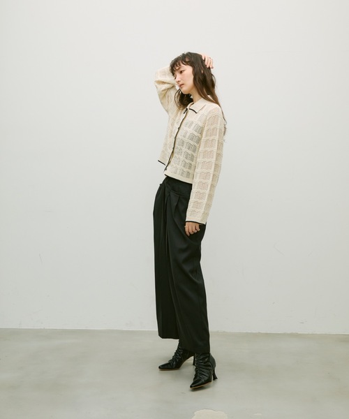 Lutim by u(ルチバイユー)の「Lace panel polo cardigan / レースパネルポロカーディガン(カーディガン/ボレロ・レディース・ブラック/グレイッシュベージュ/ナチュラル・FREE)」の21枚目の写真