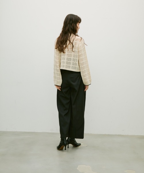 Lutim by u(ルチバイユー)の「Lace panel polo cardigan / レースパネルポロカーディガン(カーディガン/ボレロ・レディース・ブラック/グレイッシュベージュ/ナチュラル・FREE)」の19枚目の写真