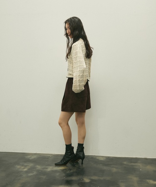 Lutim by u(ルチバイユー)の「Lace panel polo cardigan / レースパネルポロカーディガン(カーディガン/ボレロ・レディース・ブラック/グレイッシュベージュ/ナチュラル・FREE)」の14枚目の写真