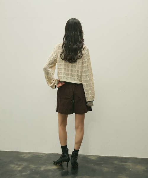 Lutim by u(ルチバイユー)の「Lace panel polo cardigan / レースパネルポロカーディガン(カーディガン/ボレロ・レディース・ブラック/グレイッシュベージュ/ナチュラル・FREE)」の12枚目の写真
