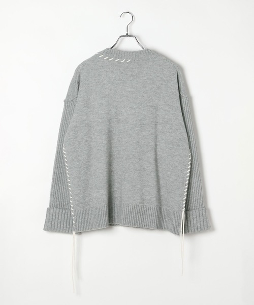 LEPSIM（レプシィム）の「5ゲージハンドステッチVカーディガン　595543（カーディガン/ボレロ・レディース・ブラック/オフホワイト/グレー/レッド・FREE）」の5枚目の写真