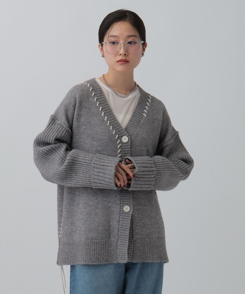 セール】5ゲージハンドステッチVカーディガン 595543（カーディガン