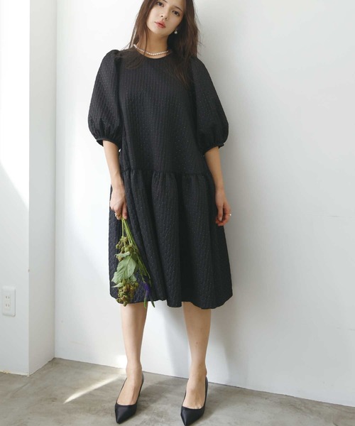 PICCIN PERLA(ピッチンペルラ)の「パワーショルダーワンピース(ワンピース・レディース・ブラック・M)」の7枚目の写真