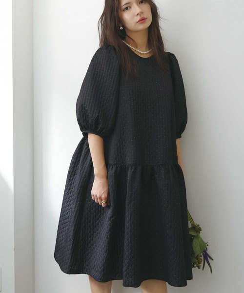 PICCIN PERLA(ピッチンペルラ)の「パワーショルダーワンピース(ワンピース・レディース・ブラック・M)」の2枚目の写真