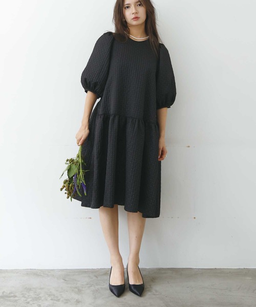 PICCIN PERLA(ピッチンペルラ)の「パワーショルダーワンピース(ワンピース・レディース・ブラック・M)」の6枚目の写真