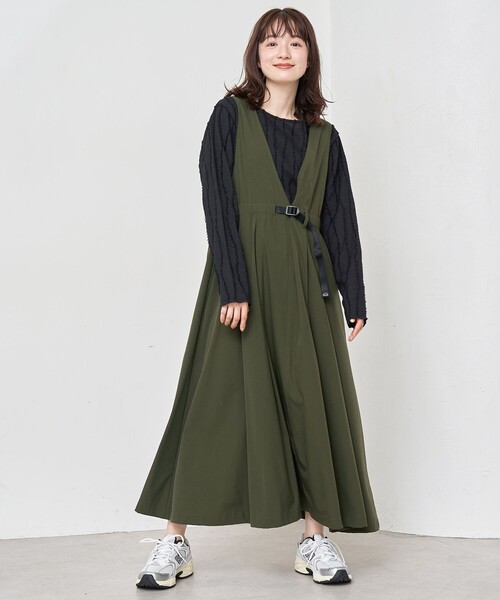 coen(コーエン)の「【C.mt】撥水 Vネックジャンスカ(ワンピース・レディース・オリーブ/ブラック/その他1・L/M)」の1枚目の写真