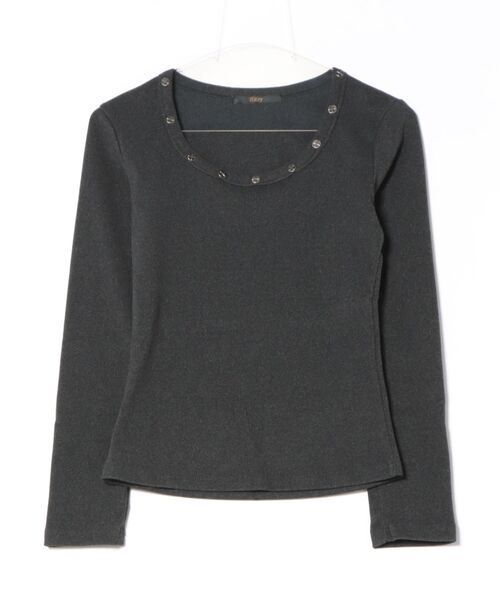 Ritzy(リッツィー)の「スタッズネック トップス(Tシャツ/カットソー・レディース・グレー/ブラック・M/L)」の7枚目の写真