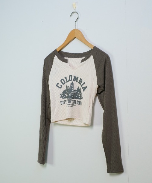 shopnikoniko(ショップニコニコ)の「スリットネック ラグランロングTシャツ(Tシャツ/カットソー・レディース・ブラウン・フリー)」の14枚目の写真