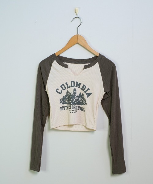shopnikoniko(ショップニコニコ)の「スリットネック ラグランロングTシャツ(Tシャツ/カットソー・レディース・ブラウン・フリー)」の13枚目の写真