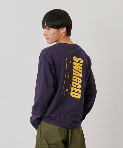 GLAZOS（グラソス）の「【プチプラ】バックバーチカルロゴプリント長袖Tシャツ（Tシャツ/カットソー・キッズ・ブラック/オレンジ/ライトグレー/ホワイト/ネイビー/ブラウン・170cm/160cm/150cm/180cm）」の5枚目の写真
