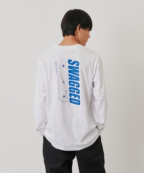 GLAZOS（グラソス）の「【プチプラ】バックバーチカルロゴプリント長袖Tシャツ（Tシャツ/カットソー・キッズ・ブラック/オレンジ/ライトグレー/ホワイト/ネイビー/ブラウン・170cm/160cm/150cm/180cm）」の2枚目の写真