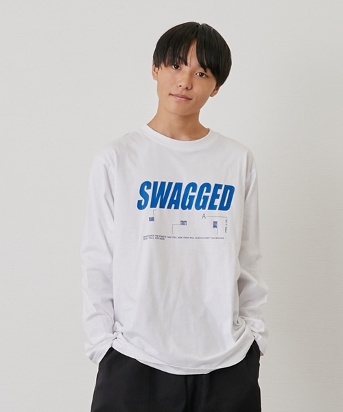 GLAZOS（グラソス）の「【プチプラ】バックバーチカルロゴプリント長袖Tシャツ（Tシャツ/カットソー・キッズ・ブラック/オレンジ/ライトグレー/ホワイト/ネイビー/ブラウン・170cm/160cm/150cm/180cm）」の18枚目の写真