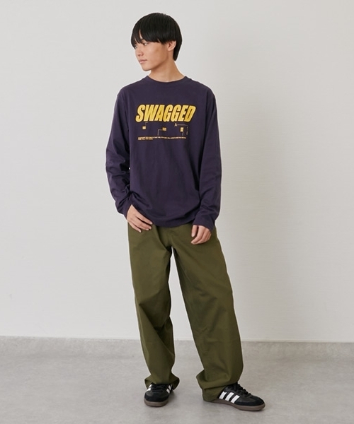 GLAZOS（グラソス）の「【プチプラ】バックバーチカルロゴプリント長袖Tシャツ（Tシャツ/カットソー・キッズ・ブラック/オレンジ/ライトグレー/ホワイト/ネイビー/ブラウン・170cm/160cm/150cm/180cm）」の9枚目の写真