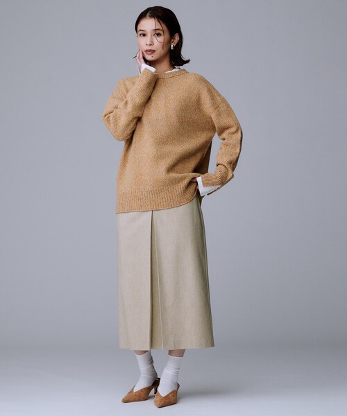 UNTITLED（アンタイトル）の「【ウエスト後ろゴム/シーズンレス】シルクネップツイード ナロースカート（スカート・レディース・ライトベージュ/ダークブラウン/ダークグレー・00/01/02/03/04/42/44/46/48/50）」の6枚目の写真