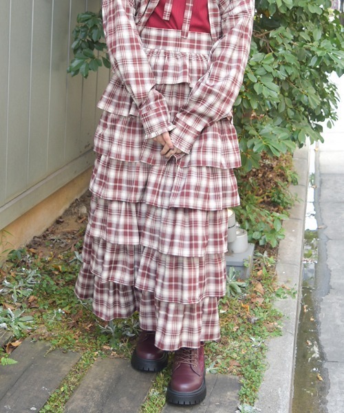 axes femme（アクシーズファム）の「チェック柄ティアードＳＫ（スカート・レディース・レッド/ブラック・FREE）」の7枚目の写真