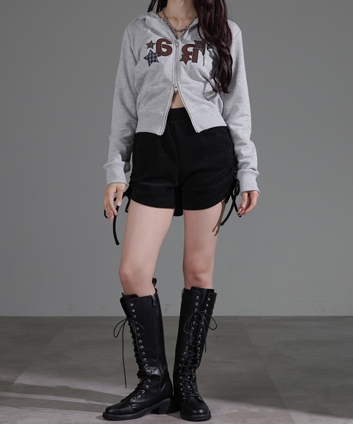 apres jour mignon(アプレジュールミニョン)の「アップリケZIPパーカー(パーカー・レディース・杢グレー/グレー/ブラック/チャコールグレー/カーキ・X-LARGE/フリー/LARGE)」の11枚目の写真